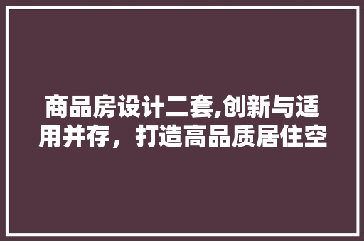 商品房设计二套,创新与适用并存，打造高品质居住空间