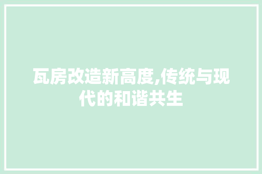 瓦房改造新高度,传统与现代的和谐共生