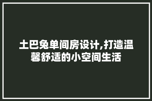 土巴兔单间房设计,打造温馨舒适的小空间生活