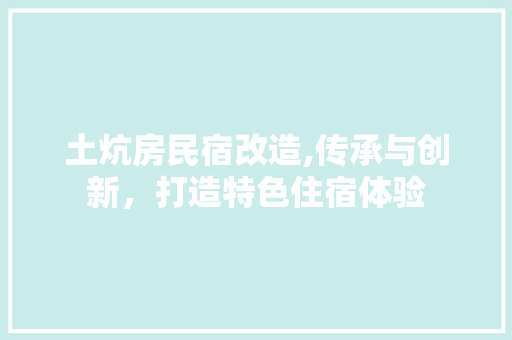 土炕房民宿改造,传承与创新，打造特色住宿体验