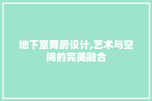 地下室舞房设计,艺术与空间的完美融合
