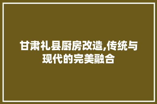 甘肃礼县厨房改造,传统与现代的完美融合