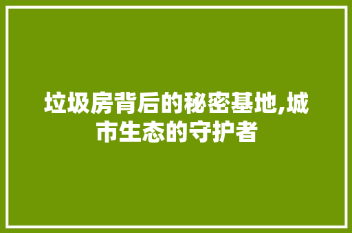 垃圾房背后的秘密基地,城市生态的守护者
