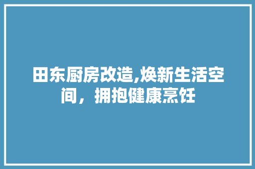 田东厨房改造,焕新生活空间，拥抱健康烹饪