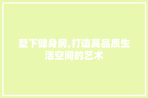 墅下健身房,打造高品质生活空间的艺术