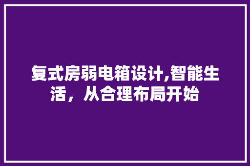 复式房弱电箱设计,智能生活，从合理布局开始