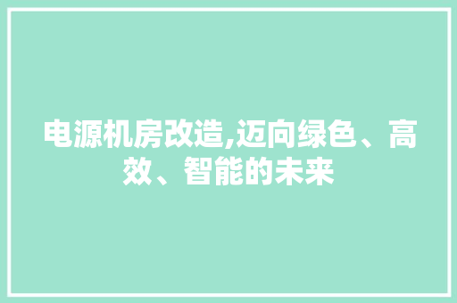 电源机房改造,迈向绿色、高效、智能的未来