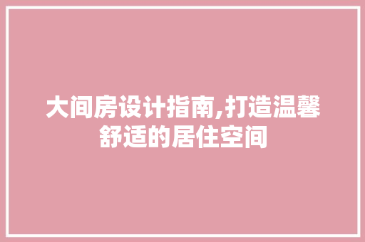 大间房设计指南,打造温馨舒适的居住空间