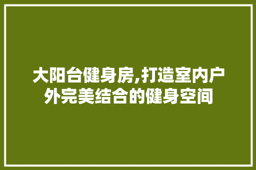 大阳台健身房,打造室内户外完美结合的健身空间