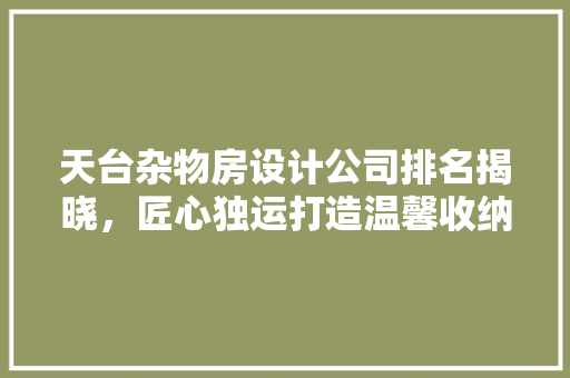 天台杂物房设计公司排名揭晓，匠心独运打造温馨收纳空间