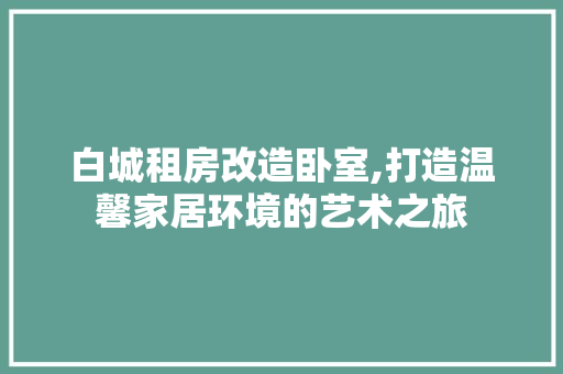 白城租房改造卧室,打造温馨家居环境的艺术之旅