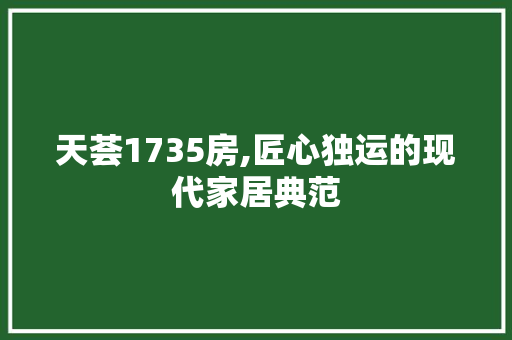 天荟1735房,匠心独运的现代家居典范