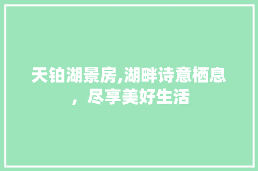天铂湖景房,湖畔诗意栖息，尽享美好生活