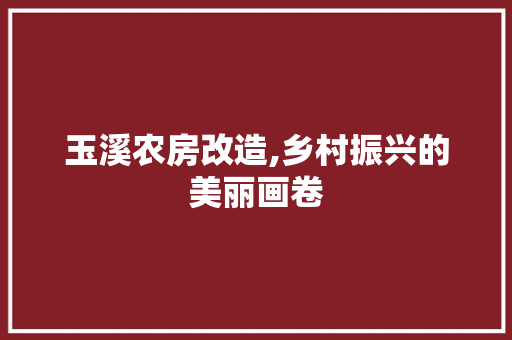 玉溪农房改造,乡村振兴的美丽画卷