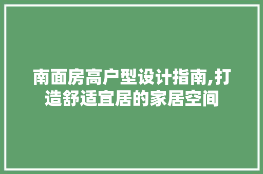 南面房高户型设计指南,打造舒适宜居的家居空间