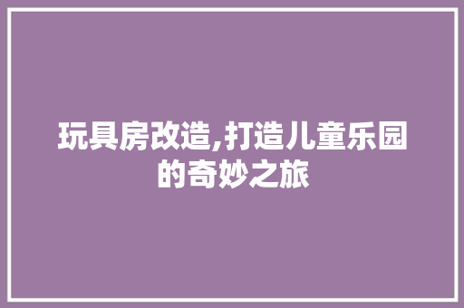 玩具房改造,打造儿童乐园的奇妙之旅