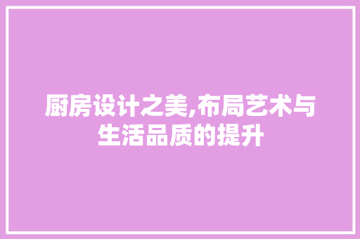 厨房设计之美,布局艺术与生活品质的提升
