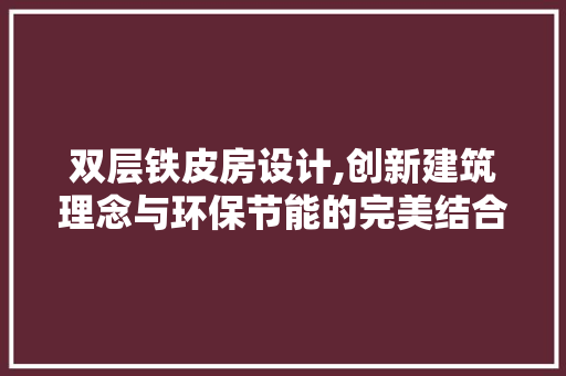 双层铁皮房设计,创新建筑理念与环保节能的完美结合