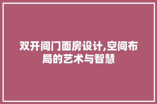 双开间门面房设计,空间布局的艺术与智慧