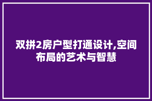 双拼2房户型打通设计,空间布局的艺术与智慧