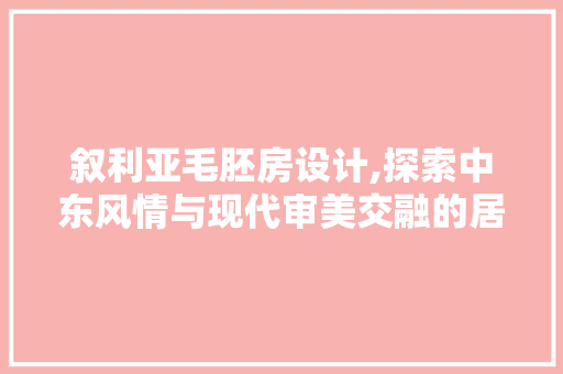 叙利亚毛胚房设计,探索中东风情与现代审美交融的居住空间