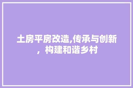 土房平房改造,传承与创新，构建和谐乡村