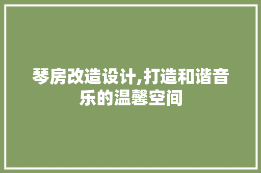 琴房改造设计,打造和谐音乐的温馨空间