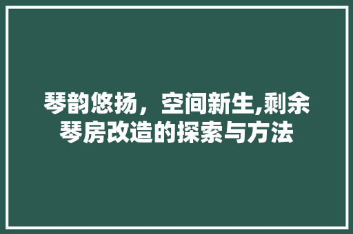 琴韵悠扬，空间新生,剩余琴房改造的探索与方法
