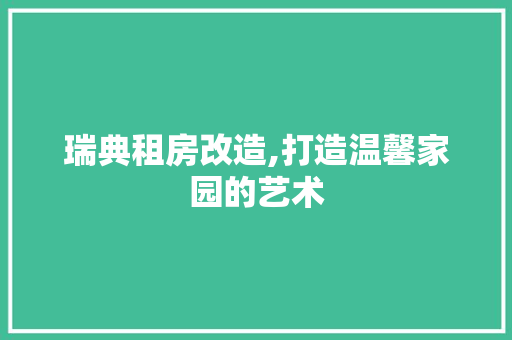 瑞典租房改造,打造温馨家园的艺术