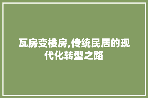瓦房变楼房,传统民居的现代化转型之路