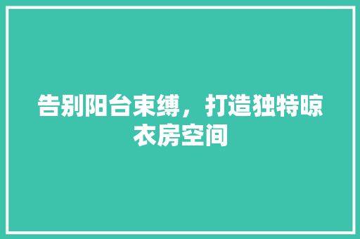 告别阳台束缚，打造独特晾衣房空间