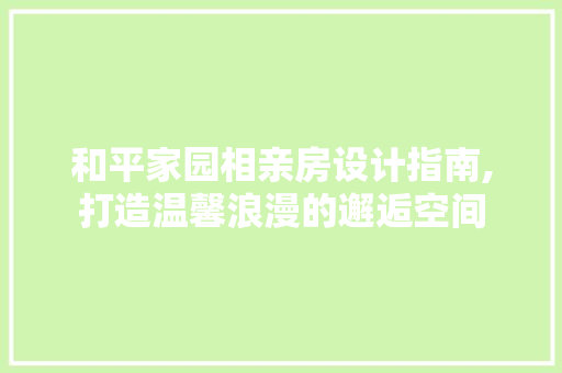 和平家园相亲房设计指南,打造温馨浪漫的邂逅空间