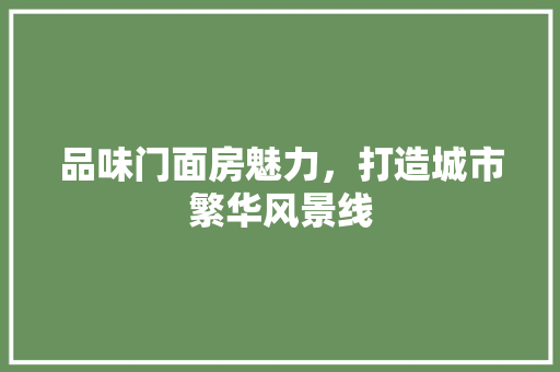 品味门面房魅力，打造城市繁华风景线