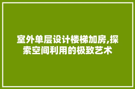 室外单层设计楼梯加房,探索空间利用的极致艺术