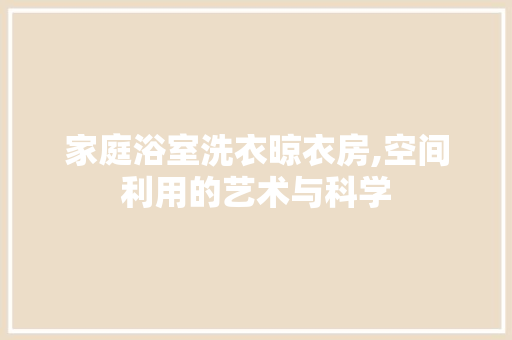 家庭浴室洗衣晾衣房,空间利用的艺术与科学