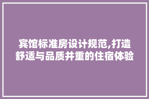 宾馆标准房设计规范,打造舒适与品质并重的住宿体验