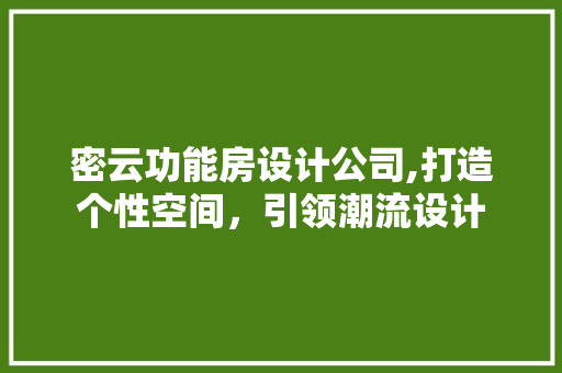 密云功能房设计公司,打造个性空间，引领潮流设计