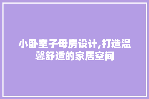 小卧室子母房设计,打造温馨舒适的家居空间