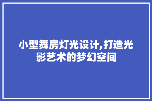 小型舞房灯光设计,打造光影艺术的梦幻空间