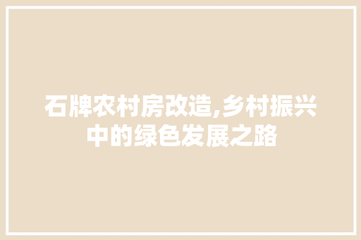 石牌农村房改造,乡村振兴中的绿色发展之路