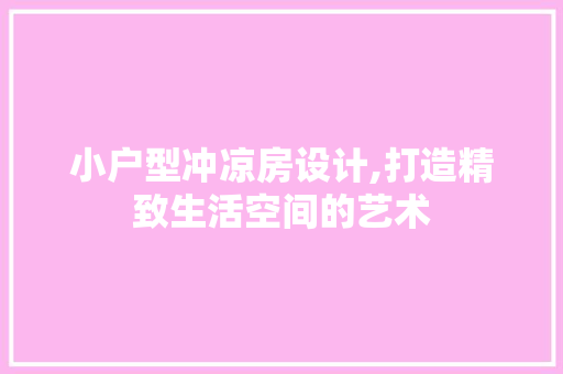 小户型冲凉房设计,打造精致生活空间的艺术