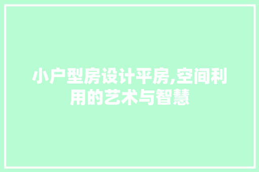 小户型房设计平房,空间利用的艺术与智慧