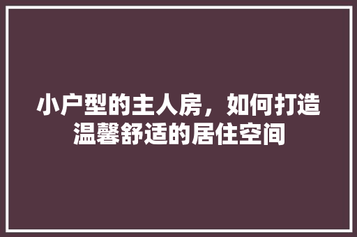 小户型的主人房，如何打造温馨舒适的居住空间