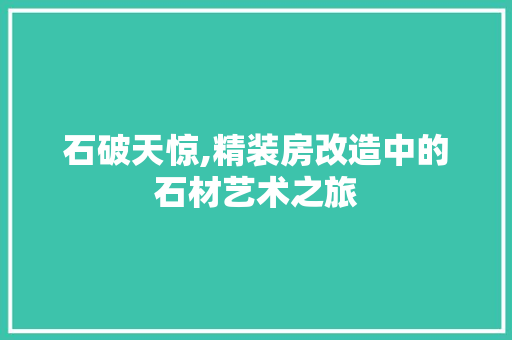 石破天惊,精装房改造中的石材艺术之旅