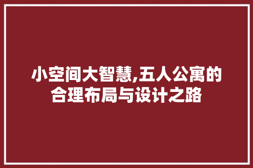 小空间大智慧,五人公寓的合理布局与设计之路