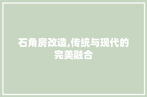 石角房改造,传统与现代的完美融合