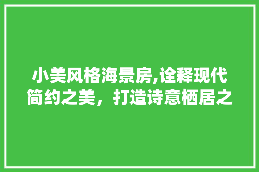 小美风格海景房,诠释现代简约之美，打造诗意栖居之所