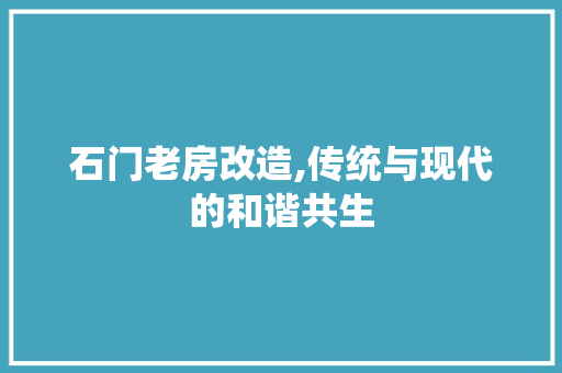 石门老房改造,传统与现代的和谐共生