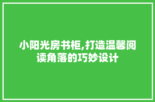 小阳光房书柜,打造温馨阅读角落的巧妙设计