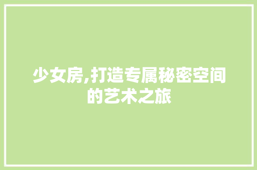 少女房,打造专属秘密空间的艺术之旅